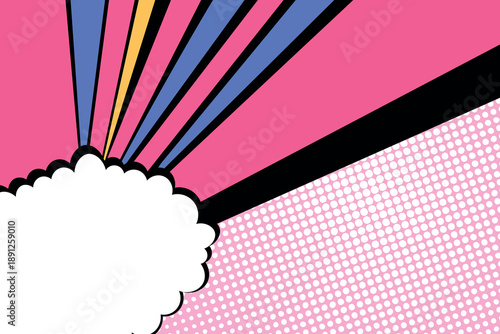 Abstract pop art comic style concept. Colorful polka dots layout retro background. Cartoon modern halftone pattern. Blank design for poster, card, sale banner.