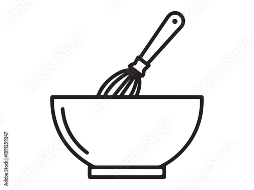 Whisk in Bowl Icon for Cooking Preparation