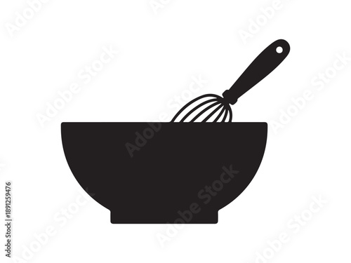 Whisk in Bowl Kitchen Cooking Utensil Icon
