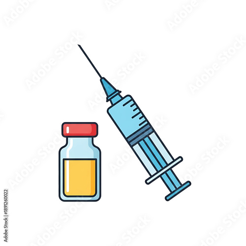 Syringe and medicine vial set.