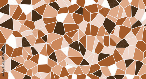 Abstract geometric mosaic vector illustration in shades of brown and white, seamless pattern for backgrounds