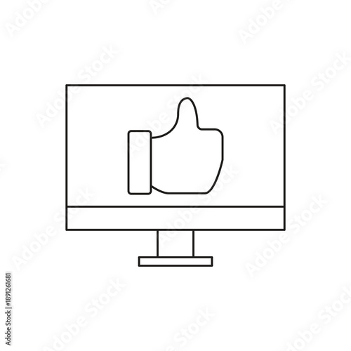 Thumbs up like monitor line icon