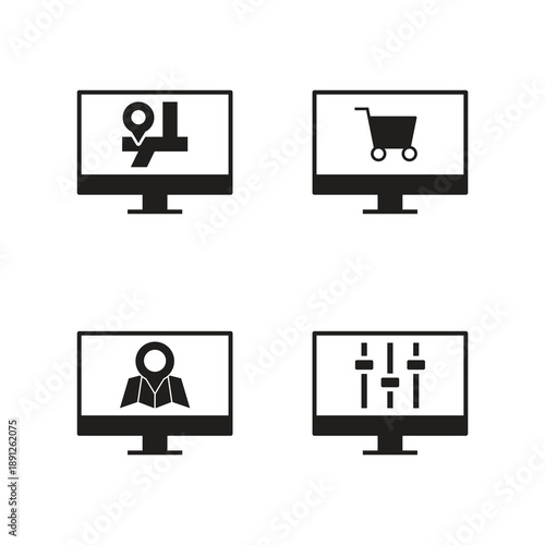 Monitor screen solid icon set 11