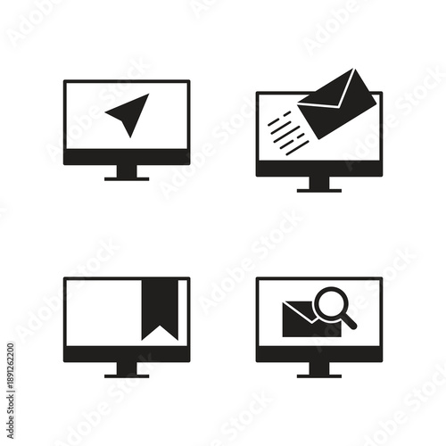 Monitor screen solid icon set 17
