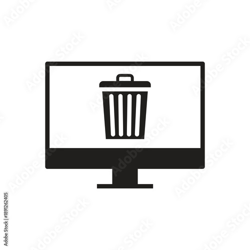 Trash delete monitor solid icon black