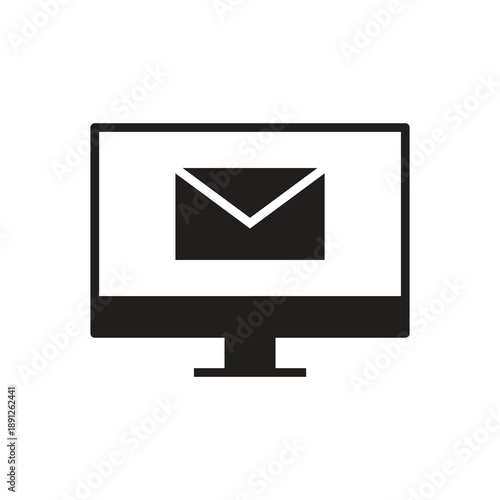 Mail message monitor solid icon black