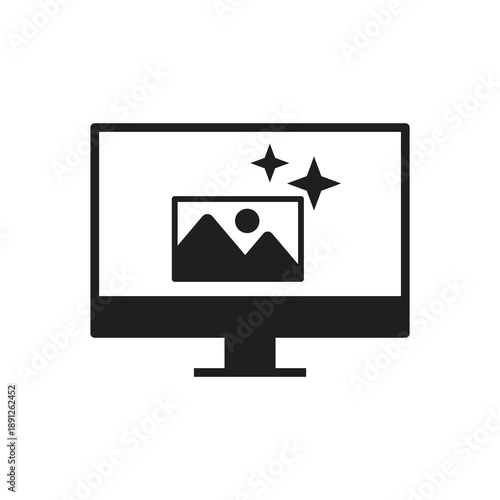 Sparkle photo monitor solid icon black