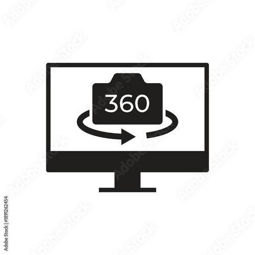 360 view monitor solid icon black