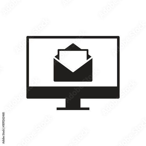 Open mail monitor solid icon black