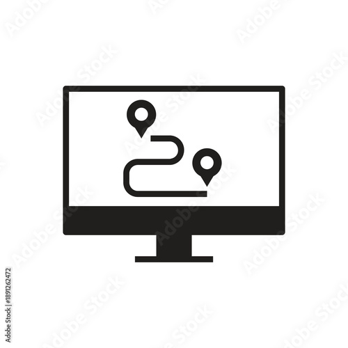 Path route monitor solid icon black