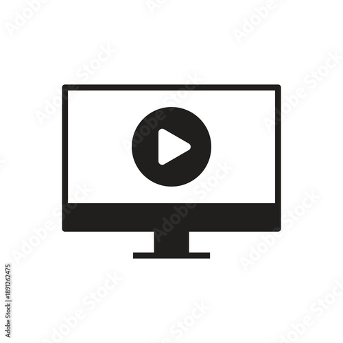 Video play monitor solid icon black