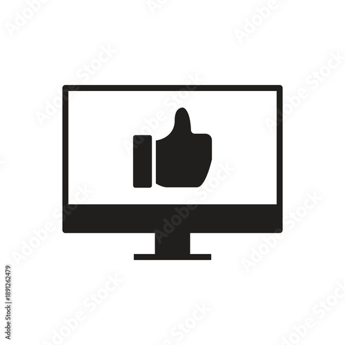 Thumbs up monitor solid icon black