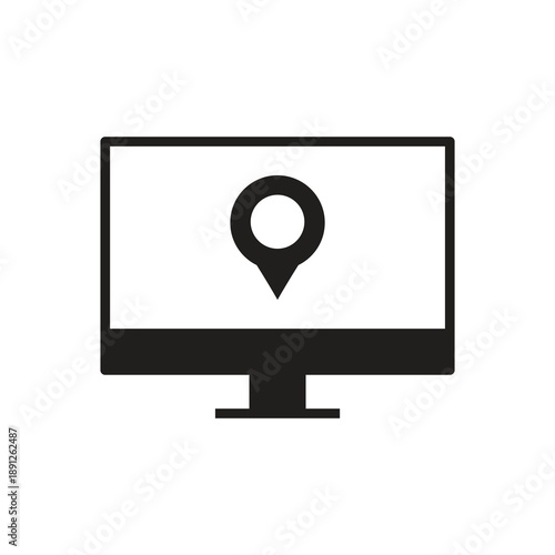 Map pin monitor solid icon black