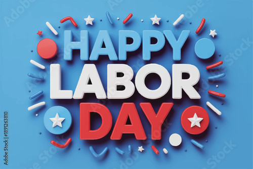 Vintage style decorative elements celebrating Labor Day with festive typography and ornaments in a lively arrangement