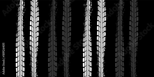 Grunge tire track, wheel braking marks.