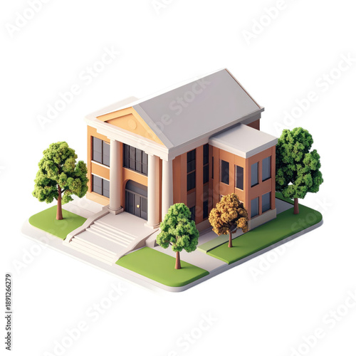 3D Render of Modern Office Building.