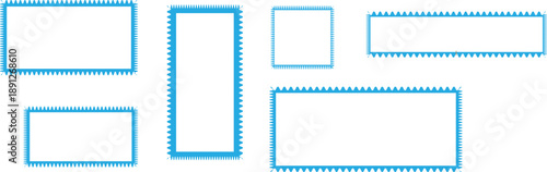 Collection of blue rectangular frames with dotted borders