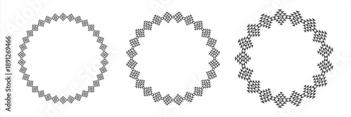 Oriental circular frames. Traditional Arabic motif from Saudi Arabia in minimalist style. Vector