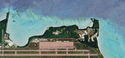 Tableau sur toile Aerial View of Pristine Coral Atolls in Chagos Archipelago, British Indian Ocean