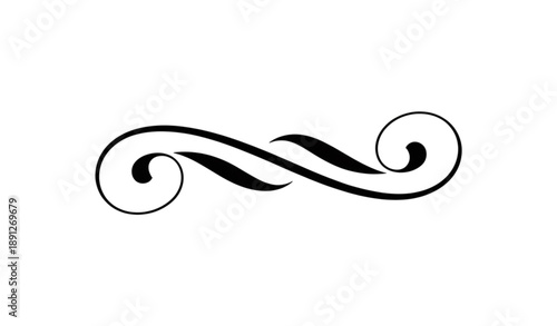 Elegant decorative swirl ornament line isolated on white background vintage flourish divider vector illustration