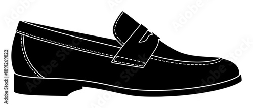 Black Loafer Shoe Silhouette - Minimalist Vector