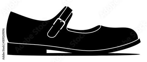 Mary Jane Shoe Silhouette - Minimalist Vector