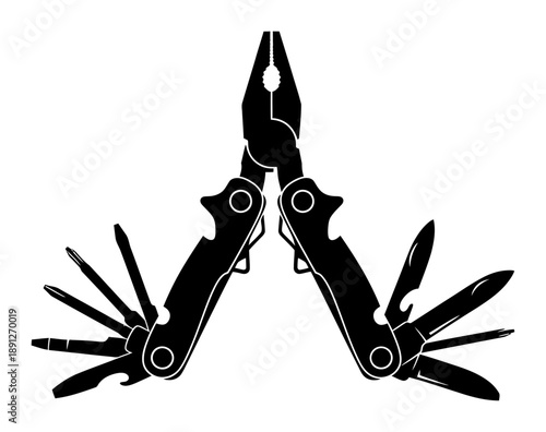 Multi-Tool Pliers - Silhouette Vector Illustration