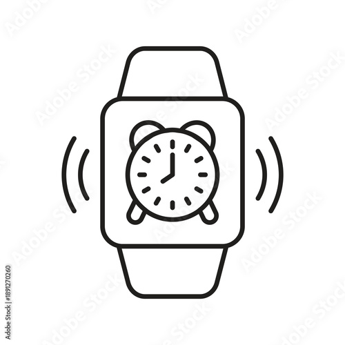 Smartwatch alarm clock and time reminder icon