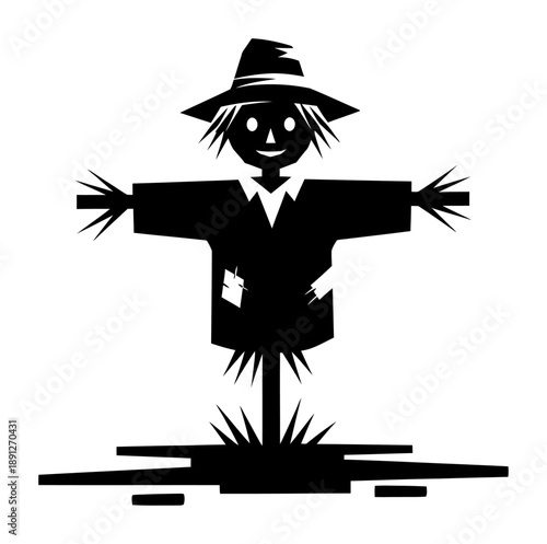 Scarecrow Silhouette - Minimalist Vector Illustration