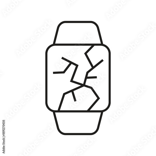 Smartwatch cracked screen and broken glass icon