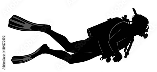 Scuba Diver Silhouette - Minimalist Vector