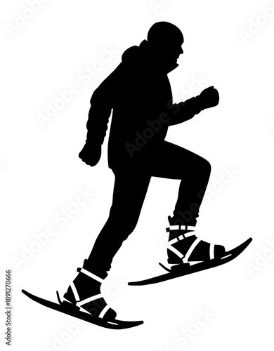 Snowshoeing Silhouette - Minimalist Vector