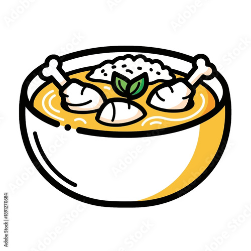 A delicious bowl of chicken soup with rice and fresh herbs, a comforting and hearty meal.