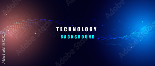 Technology Abstract Digital Wave Background with Data Network