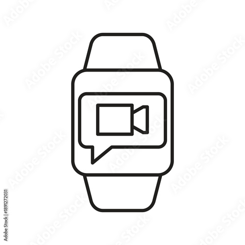 Smartwatch video conference call line icon