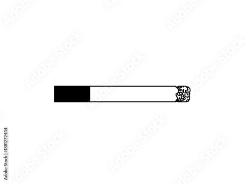 Cigarette with filter and ash on a clean surface