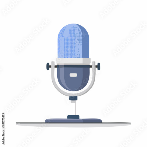 Vintage Microphone Illustration with World Map Design for Podcasts and Broadcasts