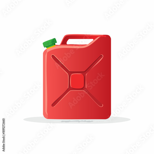 Red Gasoline Canister on White. Fuel Container Illustration. Gas Transporting, Storage