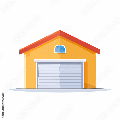 Isolated Garage Illustration on White Background. Home Storage Unit