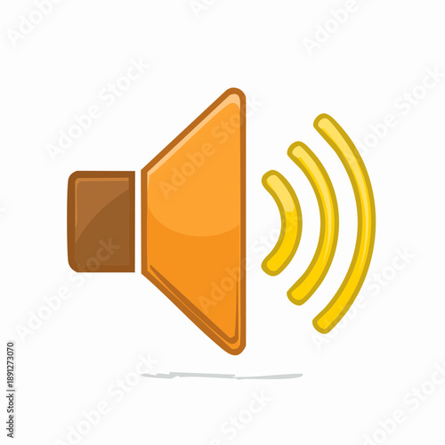 Orange Speaker Icon with Yellow Sound Waves Illustrating Volume or Audio Signal