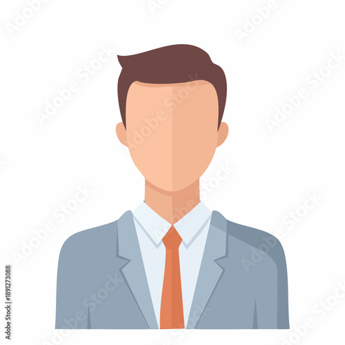 Flat illustration of a faceless man in business attire: corporate profile picture, professional persona