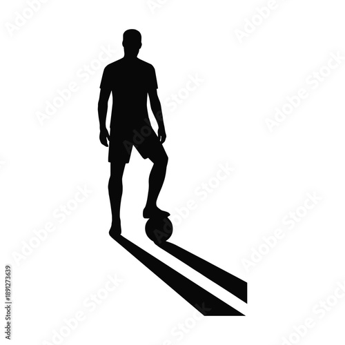 soccer football player with a ball for kicking logo design silhouette vector icon illustration on white background