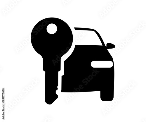 Car with key, vehicle ownership, transportation symbol. Key car rent vector design and illustration. 
