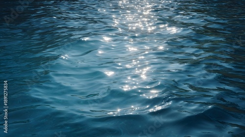 Wallpaper Mural Close up of shimmering blue water surface with sunlight reflections creating a dazzling effect Torontodigital.ca