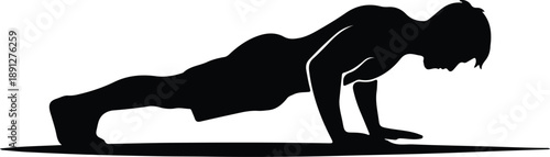 Silhouette man doing push up exercise on white background illustration vector