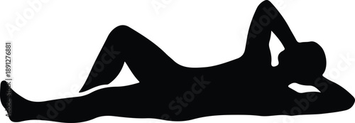 Silhouette of a person relaxing on their back with arms behind head illustration vector
