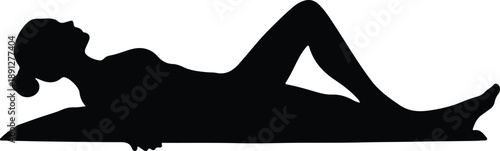 Silhouette of a woman relaxing on her back illustration vector