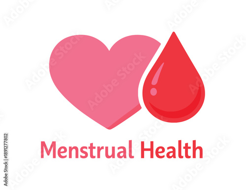 full color flat icon minimalist heart and droplet icon menstrual health awareness