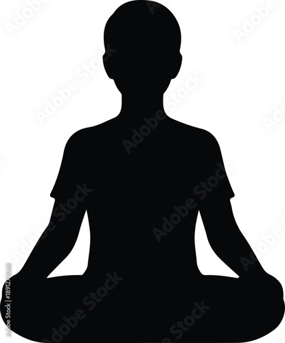 Silhouette of person meditating in lotus pose for yoga and wellness illustration vector