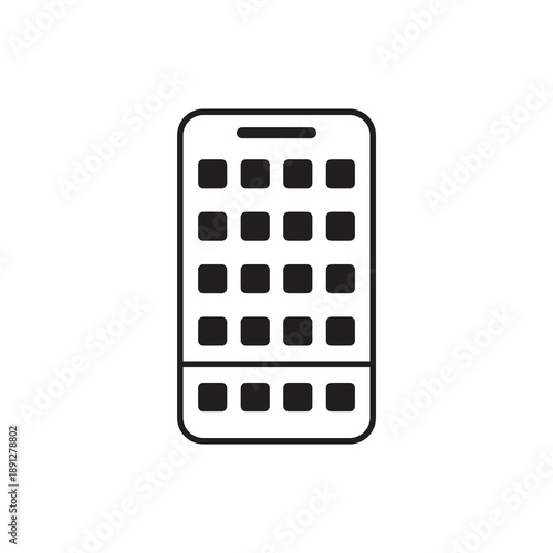 Solid mobile keypad grid interface icon glyph
